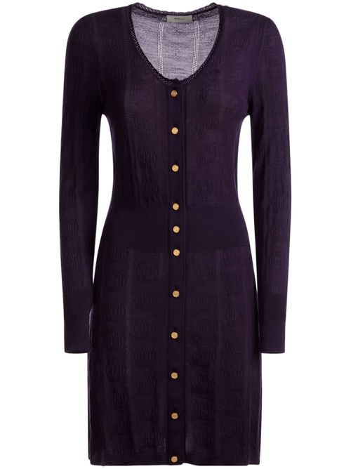 Long-sleeve knitted wool dress - Purple