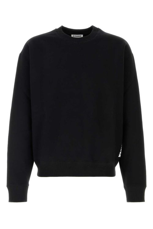 Cotton Crew-Neck Sweatshirt — Black