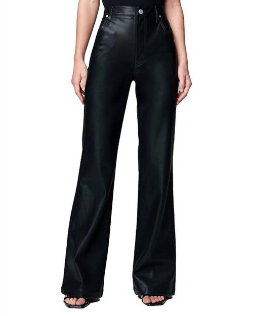 Vegan Leather High Rise Wide Leg Pant In Black