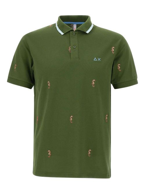 Seahorse-embroidered polo shirt - Green