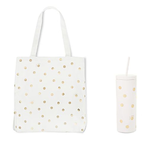 Gold Dot With Script Tote & Tumbler Set