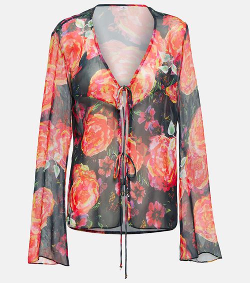 Vanessa floral chiffon beach cover-up