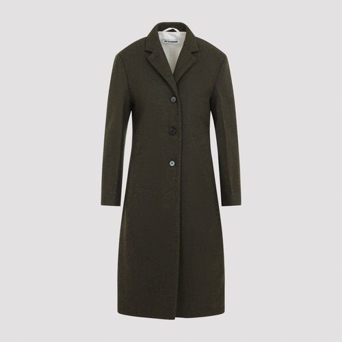 Wool Single-Breasted Slim Straight Knee-Length Jacket