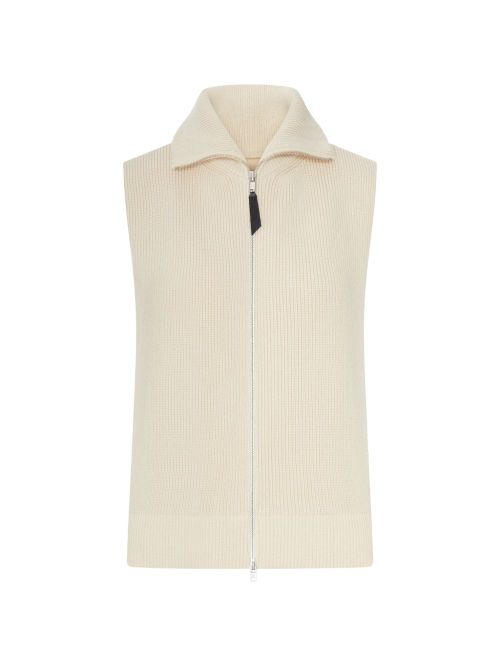 Ribbed Knit Wool Vest — Ecru
