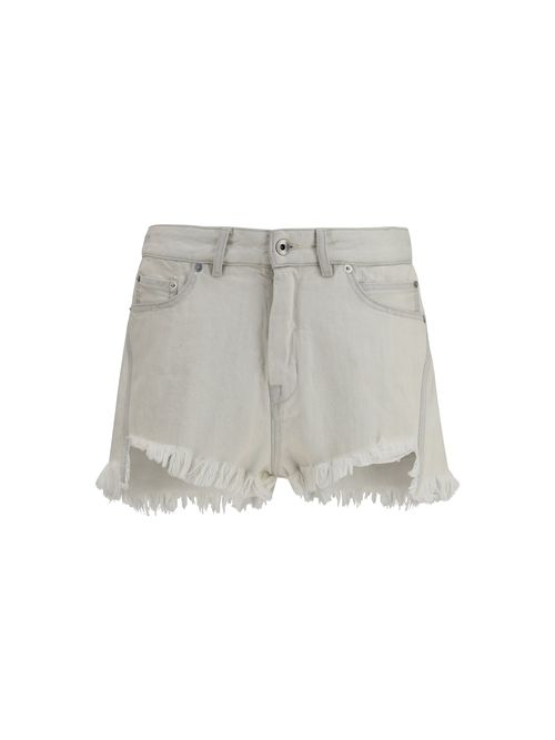 Raw-Cut Denim Denim Shorts — White