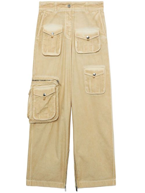 Faded cotton cargo trousers - Neutrals