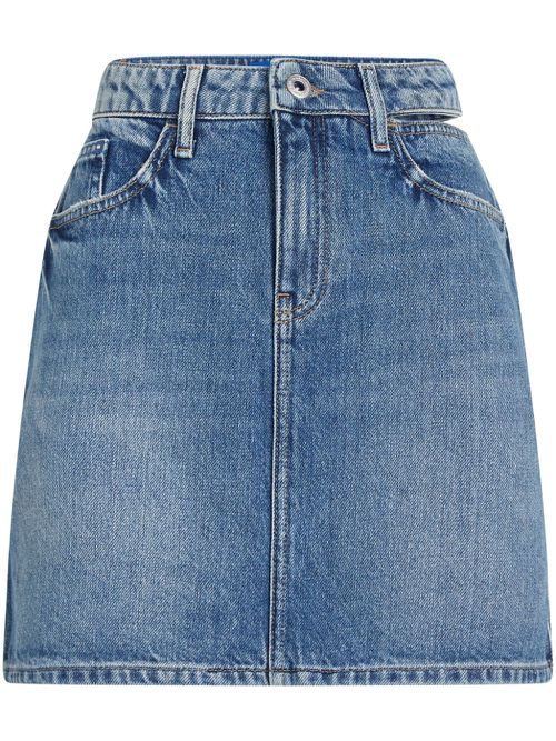 Logo-patch denim miniskirt - Blue