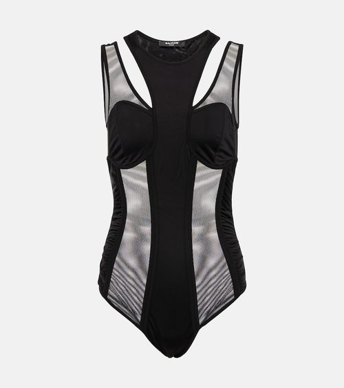 Cutout tulle bodysuit