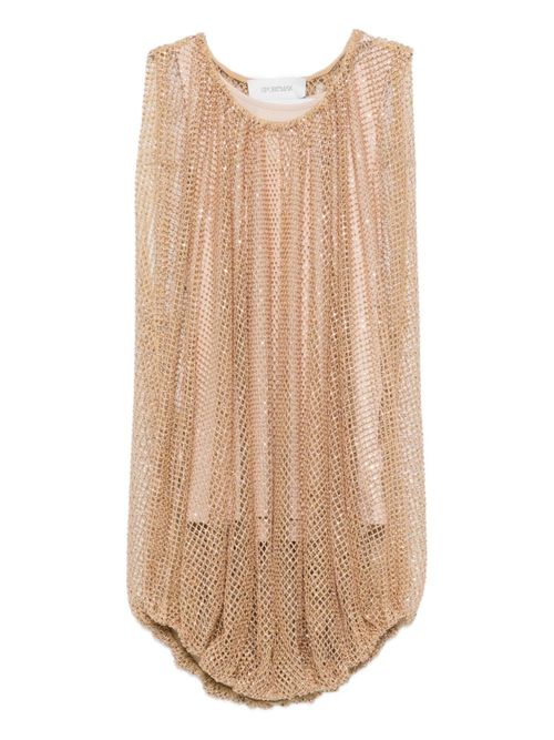 Light Brown Embellished Round Neck Top