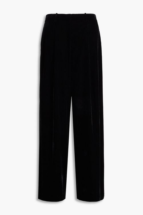 Velvet wide-leg pants