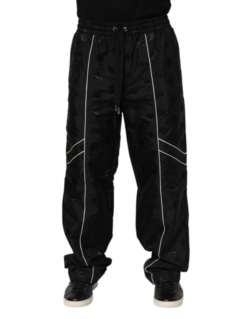 Cotton-Silk Blend Joggers — Black
