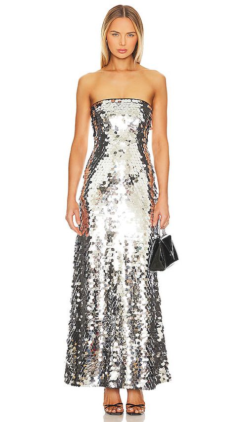 House of Harlow 1960 x REVOLVE Valentina Gown in Metallic Silver.  S. Also in