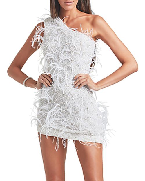 Sina Embellished One Shoulder Mini Dress