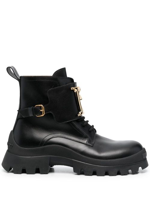 Logo-plaque ankle boots - Black