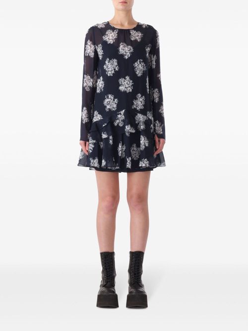 Ruffle-detail mini dress - Blue