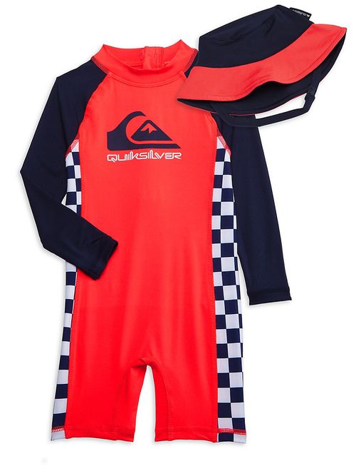 Baby Boy's 2-Piece Rashguard & Hat Set - Red Multi