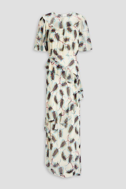 Vida ruffled printed silk-georgette maxi dress