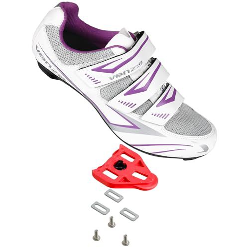 Venzo Bike Bicycle Women's Ladies Cycling Riding Shoes - Compatible with Peloton, for for Shimano SPD & Look ARC Delta - Perfect for Indoor Exercise Bikes & Road Racing - with Look Delta Cleats