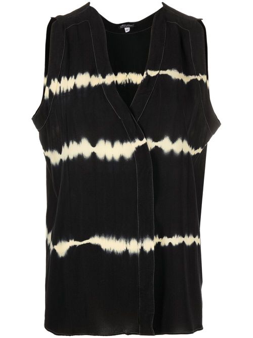 2000s tie-dye print sleeveless top - Black