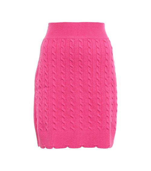 Scalloped cable-knit wool miniskirt