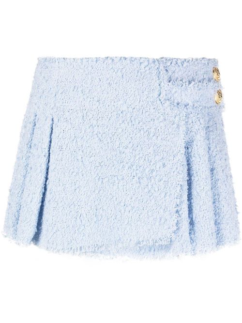 Pleated front mini skirt - Blue
