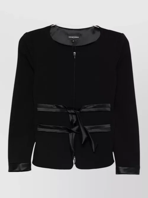 Emporio Armani - fitted blazer round neck long sleeves satin