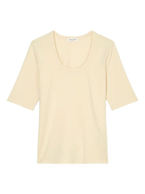 Scoop-neck short-sleeves top - Neutrals
