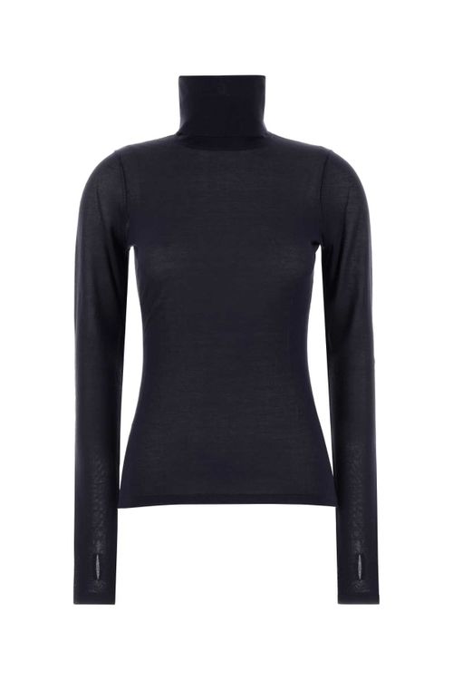Lyocell-Acetate Turtleneck Sweater — Black