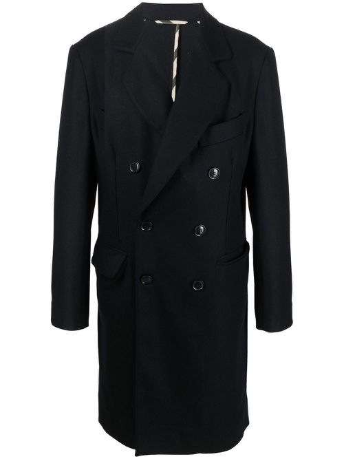 Double-breasted wool coat - Blue