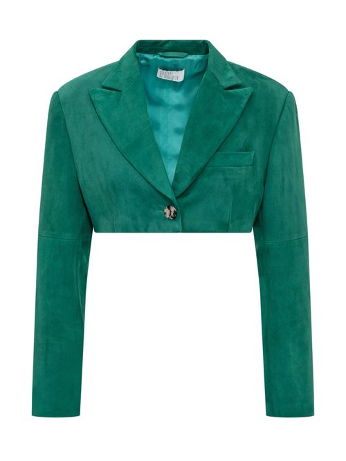 Green Solid Notched Lapel Blazer