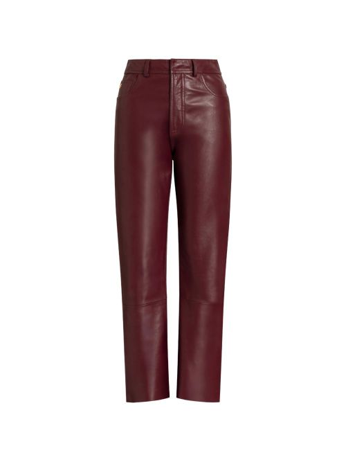 Faux Leather Trousers — Burgundy