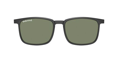 Square Clip-On Men's Prescription Sunglasses Black 54 - SmartBuy Collection