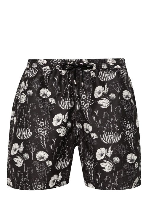 Leaf-print swim shorts - Black