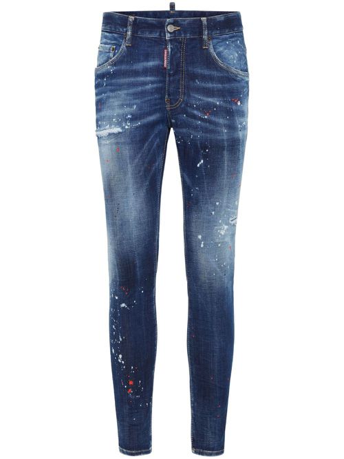 Distressed stretch-cotton slim jeans - Blue