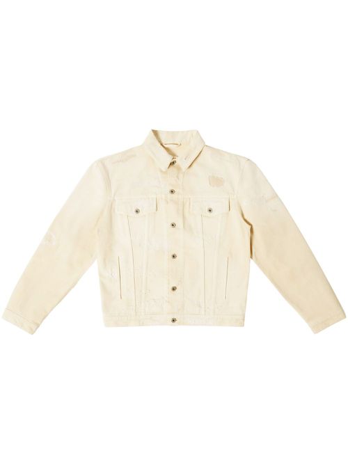 Logo-patch cotton jacket - White