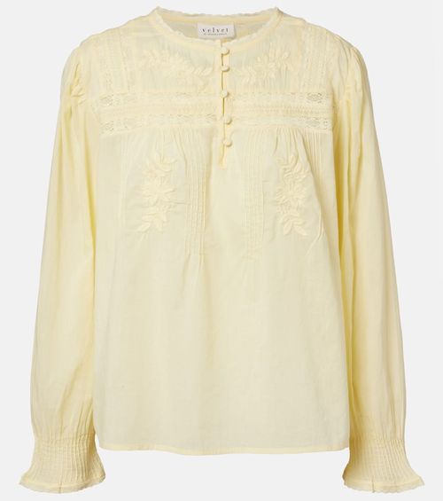 Byrdie lace-trimmed cotton blouse