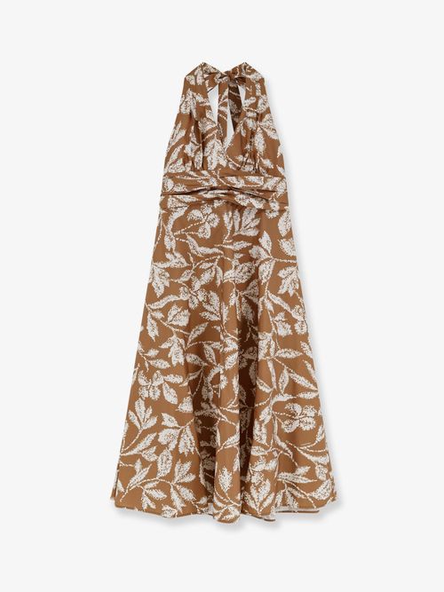 Printed Cotton Dress — Brown