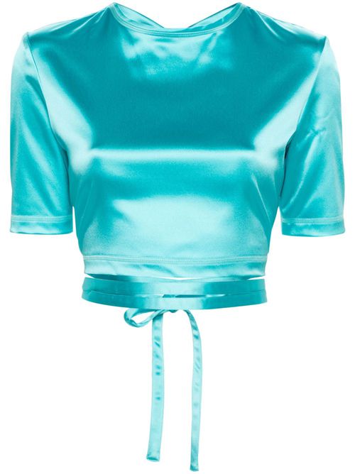 Open-back satin top - Blue