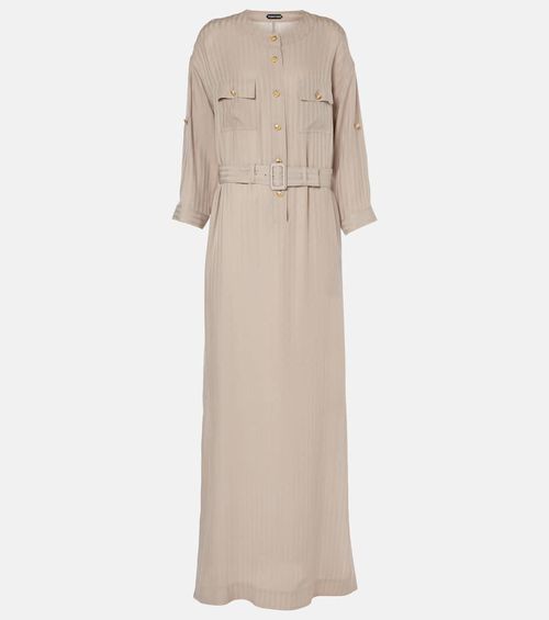 Striped belted shirt dress