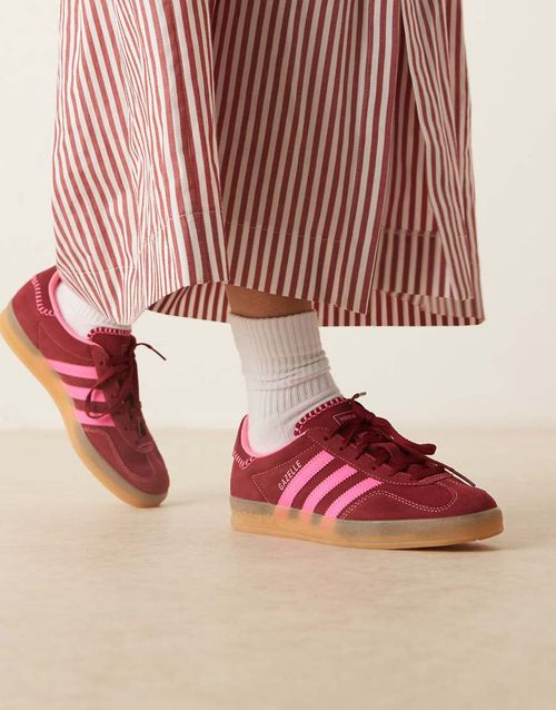 Gazelle Indoor sneakers in burgundy and pink-Red