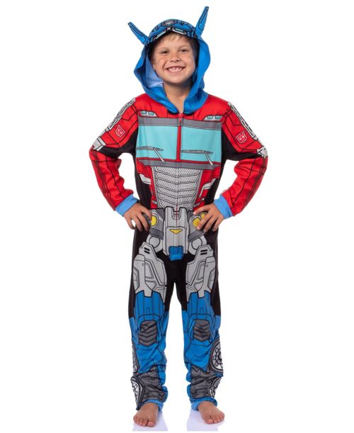 Boys Retro Autobots Hooded Union Suit Character Pajama - Red