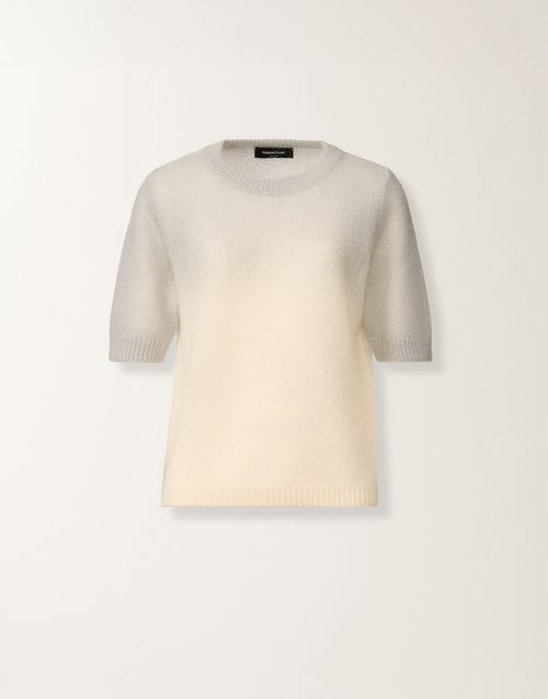 Mohair sweater with sequins in shaded raffia and gray