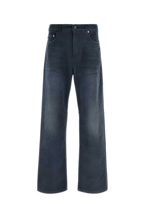 Curved Knee Jeans — Navy