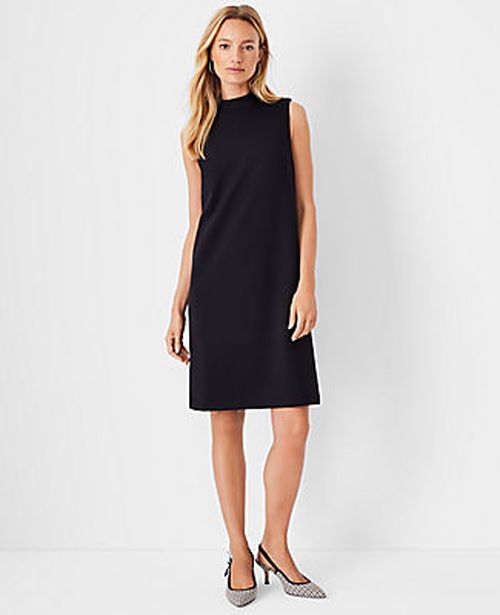 Ann Taylor The Petite Mock Neck Shift Dress in Double Knit