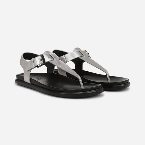 Fab Sandals, Soft Pewter Metallic Leather Suede