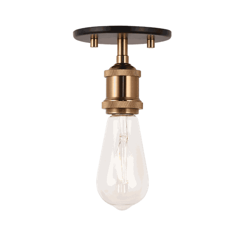 Aged Gold Brass One Light Flush Mount from the Bulstrode'S Workshop Collection