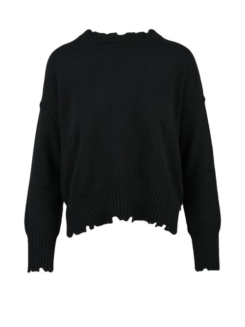 Distressed Cashmere Crewneck Sweater