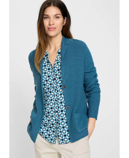 Women's Sweater Blazer Cardigan - Midnight teal melange