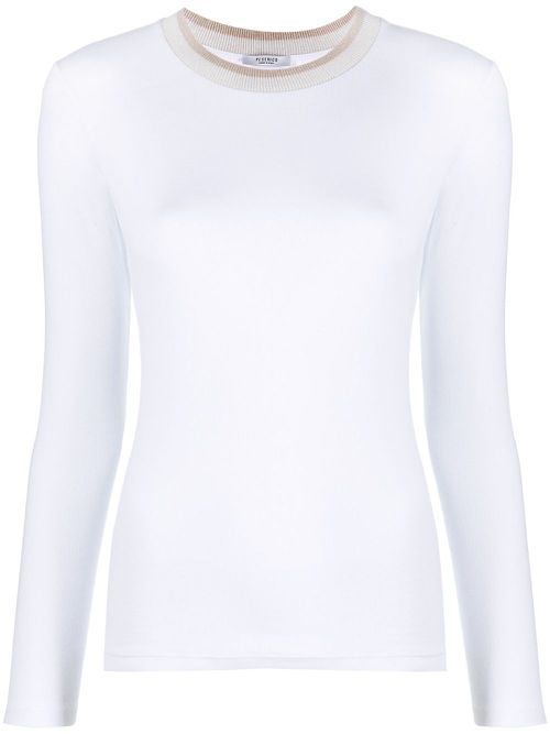 Round-neck long-sleeve jumper - White
