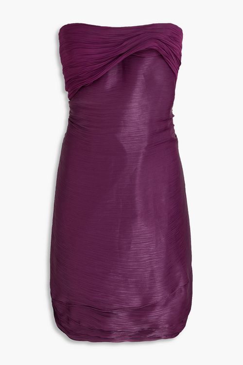 Strapless plissé-georgette mini dress - Purple - FR 36